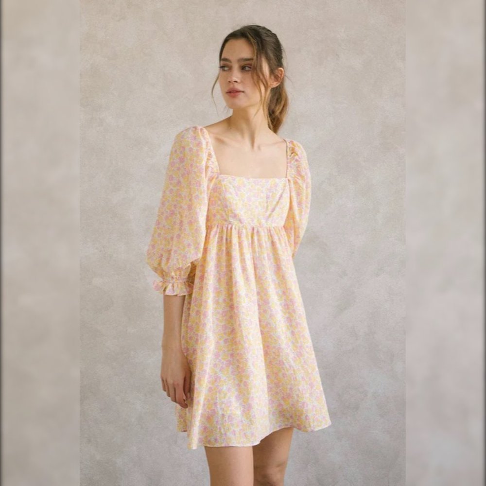NWT Flowered Baby Doll Mini Dress